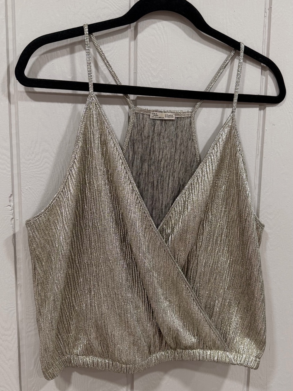 ZARA Shimmery Gold Draped Cami Top